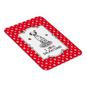 Íman Adoro Dalmatianos (preto 1) Corações Bonitos