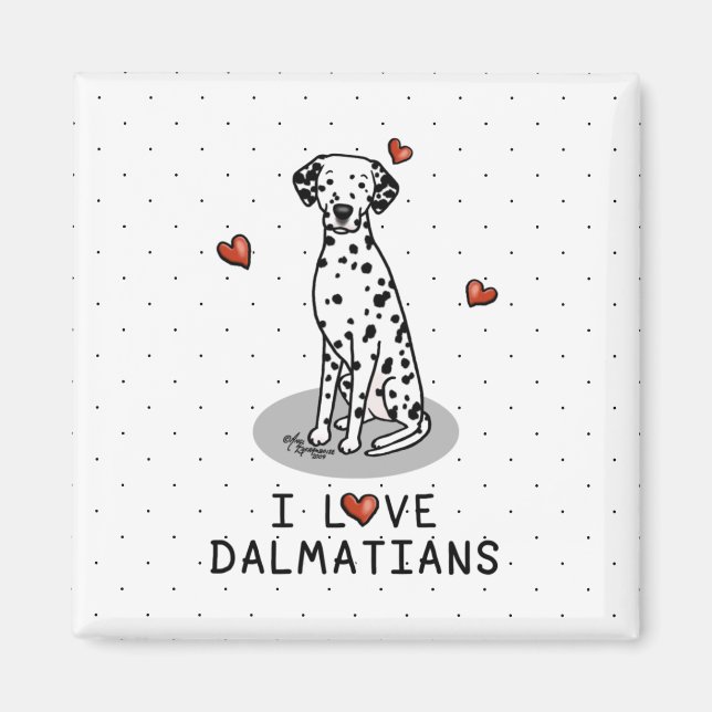 Íman Adoro Dalmatianos (preto 1) Corações Bonitos (Frente)