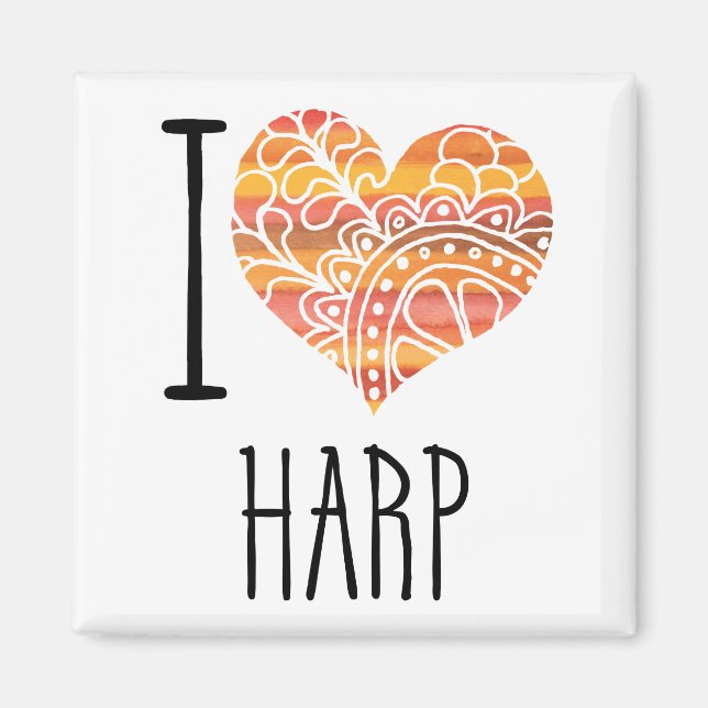 Íman Adoro Harp Orange Mandala Heart (Frente)