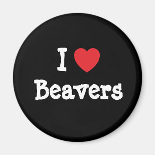 Íman Adoro o coração dos Beavers personalizado