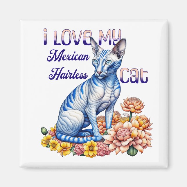 Íman Adoro o meu gato mexicano sem cabelo (Frente)