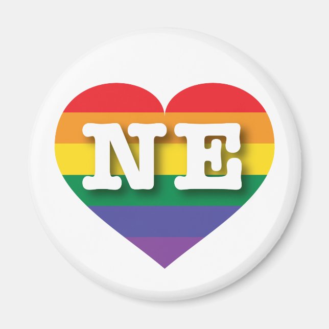 Íman Adoro o Nebraska Orgulho gay Rainbow Heart (Frente)
