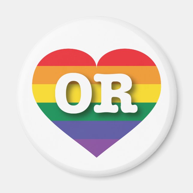 Íman Adoro ÓOregon Orgulho gay Rainbow Heart (Frente)