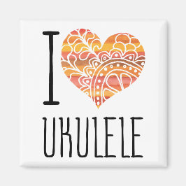 Íman Adoro Ukulele Orange Mandala Heart