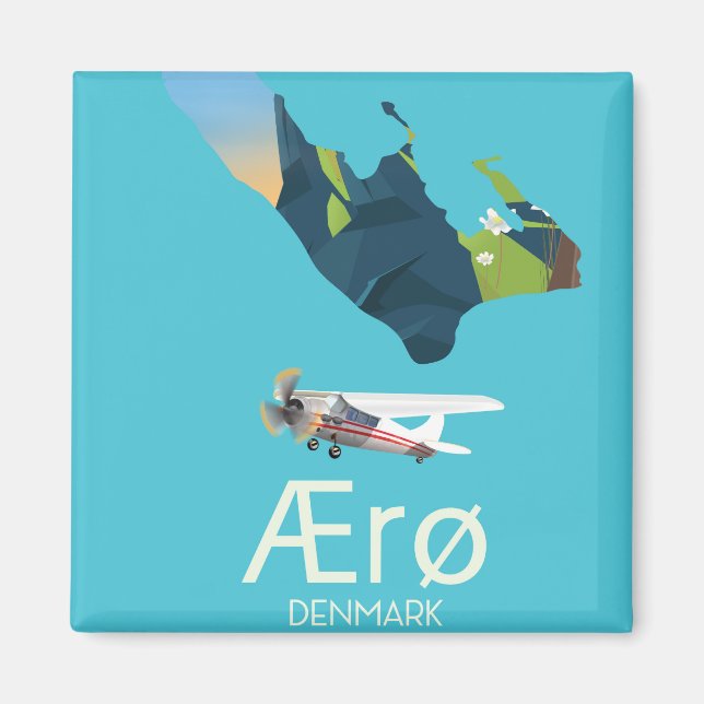 Íman AErø, poster de viagens de Mapa da Dinamarca (Frente)