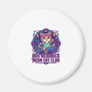 Íman Aeróbica dos Anos 80 Gato Neon Design Divertido Am