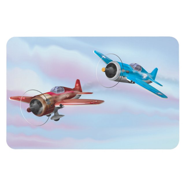 Íman Aeronaves de desenho animado com hélice dupla voan (Horizontal)
