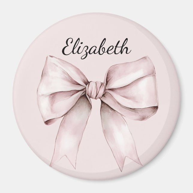 Íman Aesthetic coquette pink bow Personalized Name (Frente)