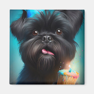 Íman Affenpinscher celebrando Balões de aniversário bol