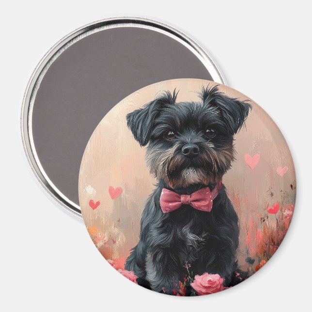 Íman Affenpinscher com Rosas - Dia dos Namorados (Front/Back)