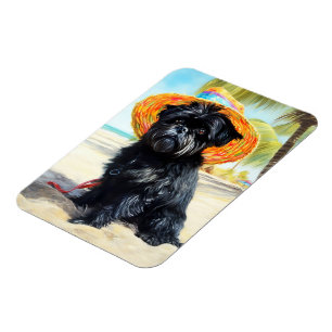 Íman Affenpinscher on Beach, presente de verão para ama