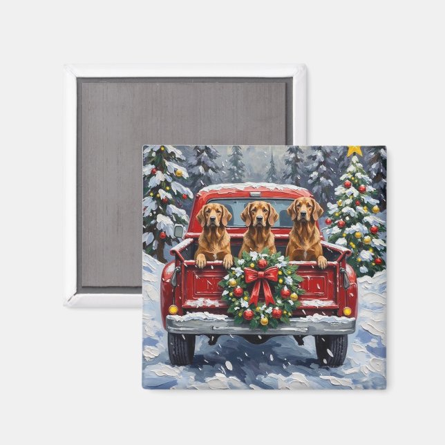 Íman Afghan Hound Christmas Red Truck Holiday (Front/Back)