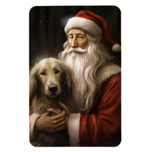Íman Afghan Hound com Papai Noel Natal Festivo