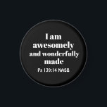 Íman Afirmação Positiva Simples da Bíblia Preto Cristão<br><div class="desc">Este ímã simples e significativo apresenta um poderoso verso Bíblia do Livro do Salmo.</div>