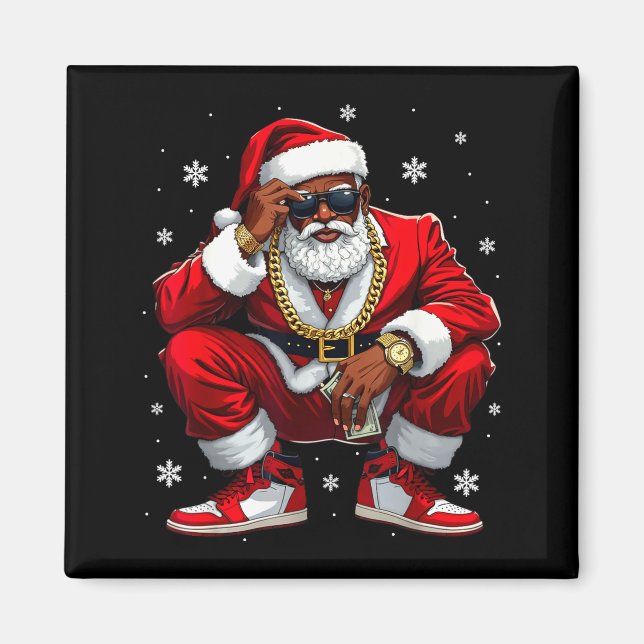 Íman African American Santa Christmas Black Xmas Women  (Frente)