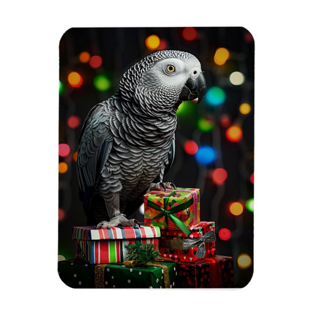 Íman African Grey on Gifts — Festive Greeting Card (Vertical)