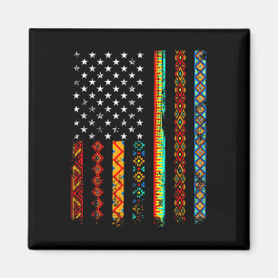 Íman African Kente Cloth American Flag African Black Hi