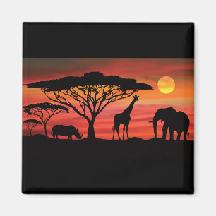 Íman Afro-animais-e-pôr-do-sol