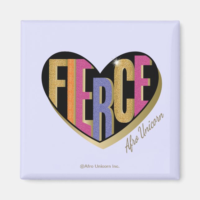 Íman Afro Unicorn Fierce Heart Design (Frente)