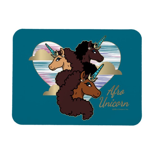 Íman Afro Unicorn Trio Heart Design (Horizontal)