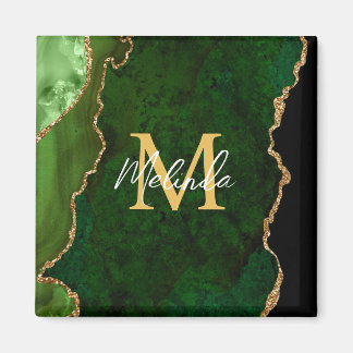 Íman Agate de mármore verde e Dourado