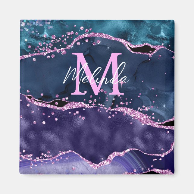 Íman Agato do Oceano Glitor Azul-marinho e Roxo (Frente)