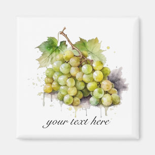 Íman aglomerado de uvas brancas suculentas com aquarela