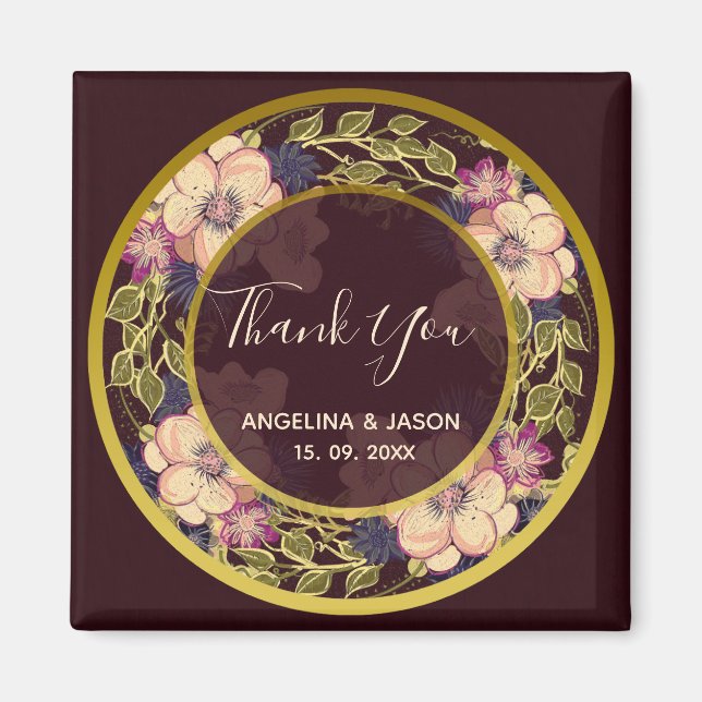 Íman Agradecimento de Casamento Borgonha (Frente)