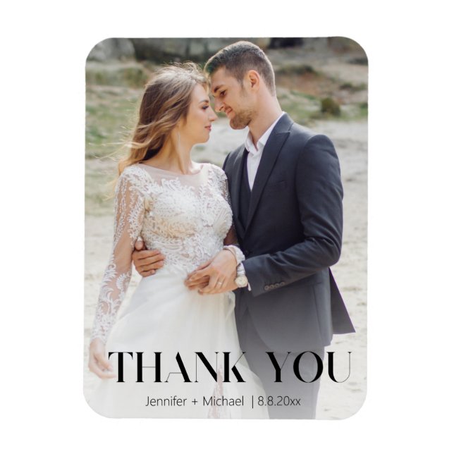 Íman agradecimento de foto de casamento com tipografia  (Vertical)