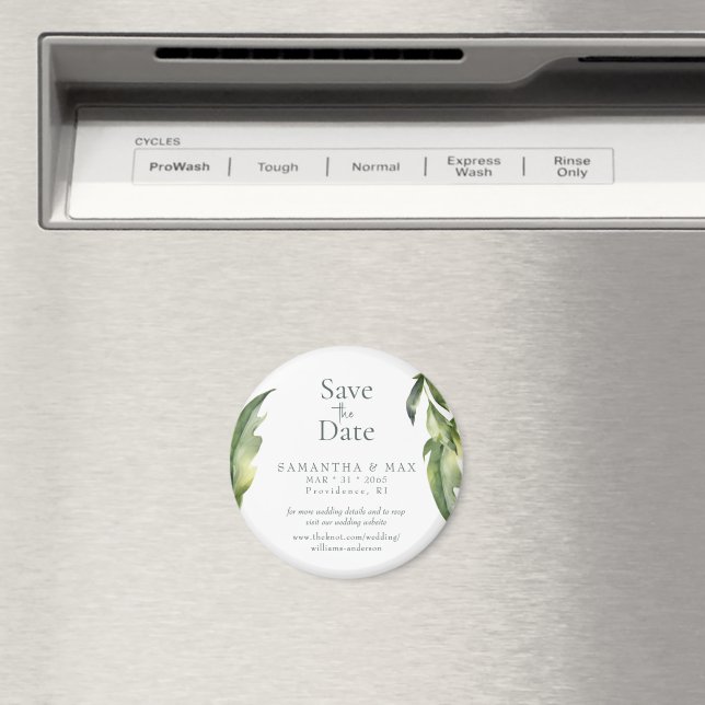 Íman Água-forte Verde Circular Salve o Casamento Data (In Situ (Dishwasher))