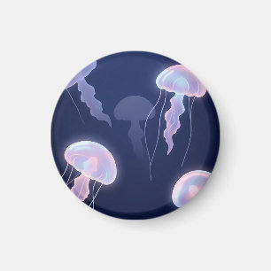 Íman Água-viva Iridescente Glowing Azul Profundo Rosa