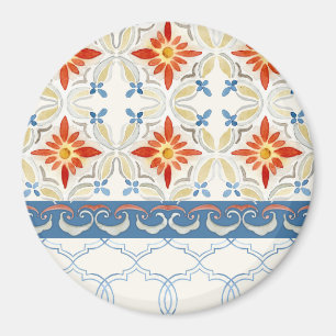 Íman Aguarela floral do teste padrão do azulejo de