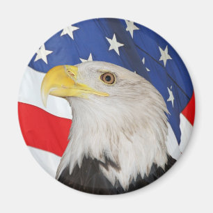 Íman Águia americana patriótica e bandeira americana