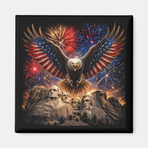 Íman Águia Careca Patriótica Montagem Fogo de Artifício