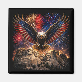 Íman Águia Careca Patriótica Montagem Fogo de Artifício