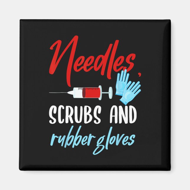 Íman Agulha Phlebotomist Escrubs Luvas Phlebotomy Tech (Frente)
