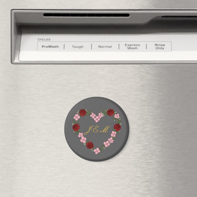 Íman Aimant gris avec couronne de fleurs (In Situ (Dishwasher))