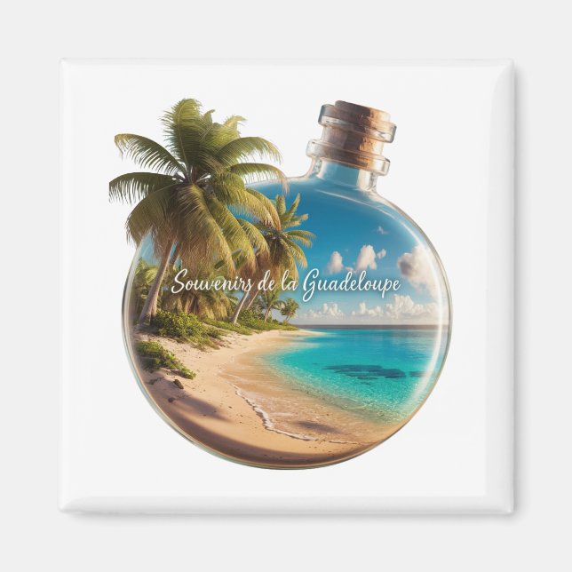 Íman Aimant Guadeloupe – Évasion tropicale, plage parad (Frente)
