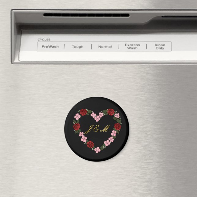 Íman Aimant noir avec couronne de fleurs (In Situ (Dishwasher))