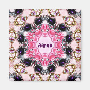 Íman AIMEE Personalizado ~ Padrão Rosa e Roxo ~