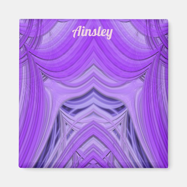 Íman AINSLEY ~ 3D Design Fractal Magnet azul roxa (Frente)