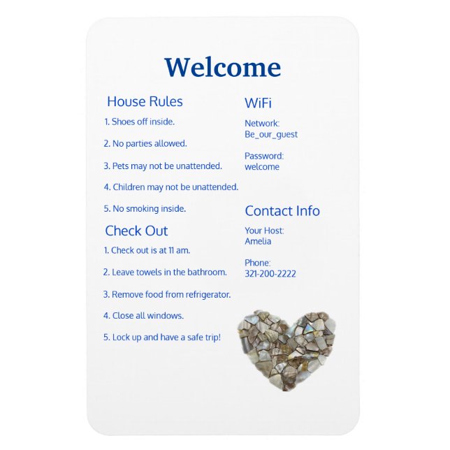 Íman Airbnb Vrbo Welcome Sign Modelo Guide Beach (Vertical)
