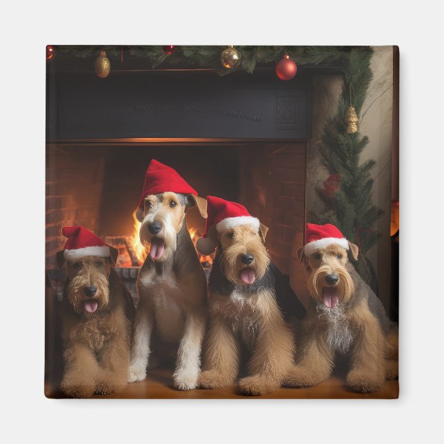 Íman Airedale ao lado da Lareira Natal  (Frente)