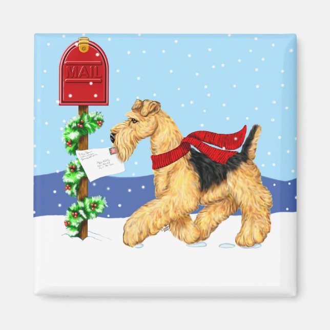 Íman Airedale Christmas Dale Mail (Frente)