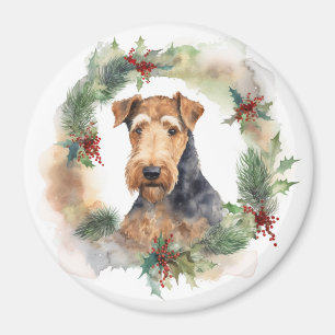 Íman Airedale Festivo Fretal Da Fome De Natal