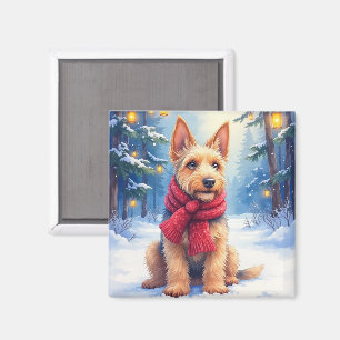Íman Airedale Terrier Aguarela Natal Nevado