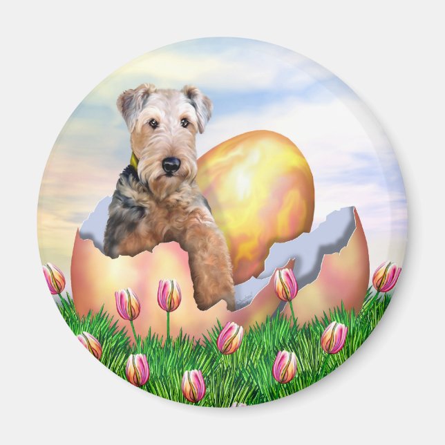 Íman Airedale Terrier Páscoa Surpresa (Frente)