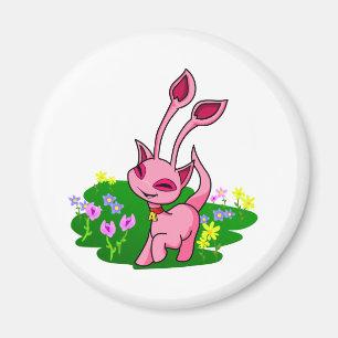 Íman Aisha cor-de-rosa Prancing através das flores
