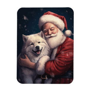 Íman Akita com Papai Noel Natal Festivo 