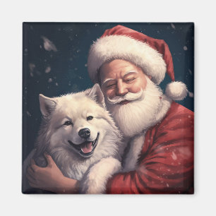 Íman Akita com Papai Noel Natal Festivo